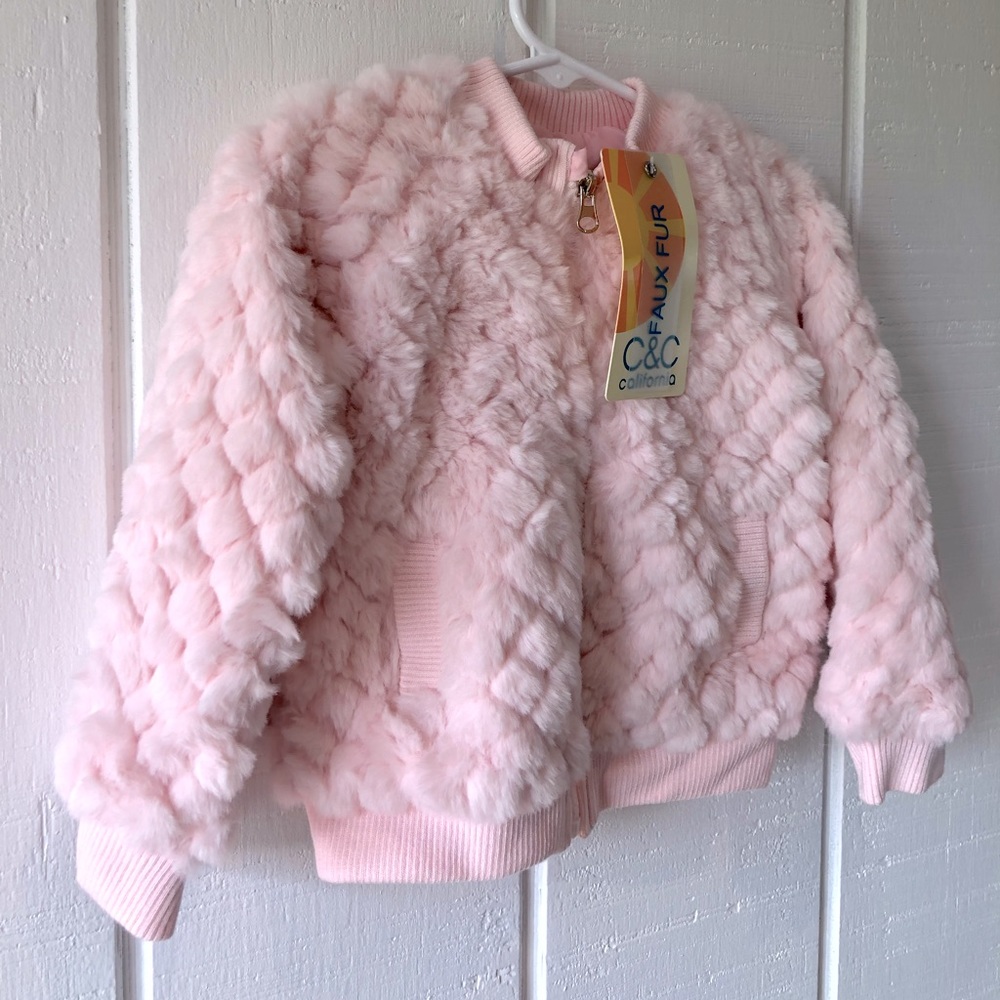 C&C CALIFORNIA TODDLER GIRLS FAUX FUR PINK JACKET